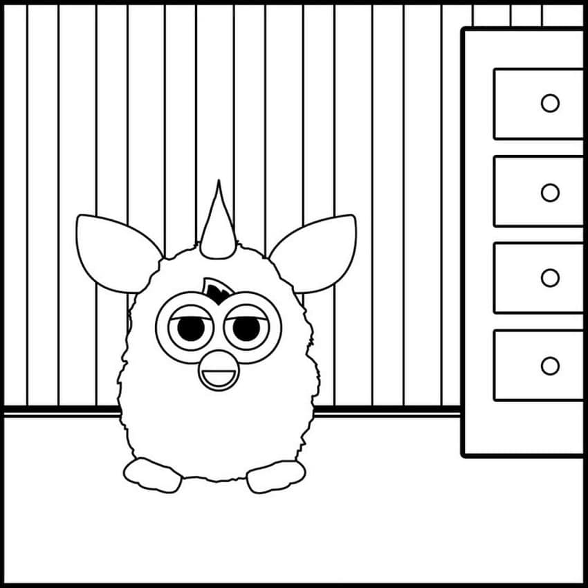Yksinkertainen Furby Värityskuva