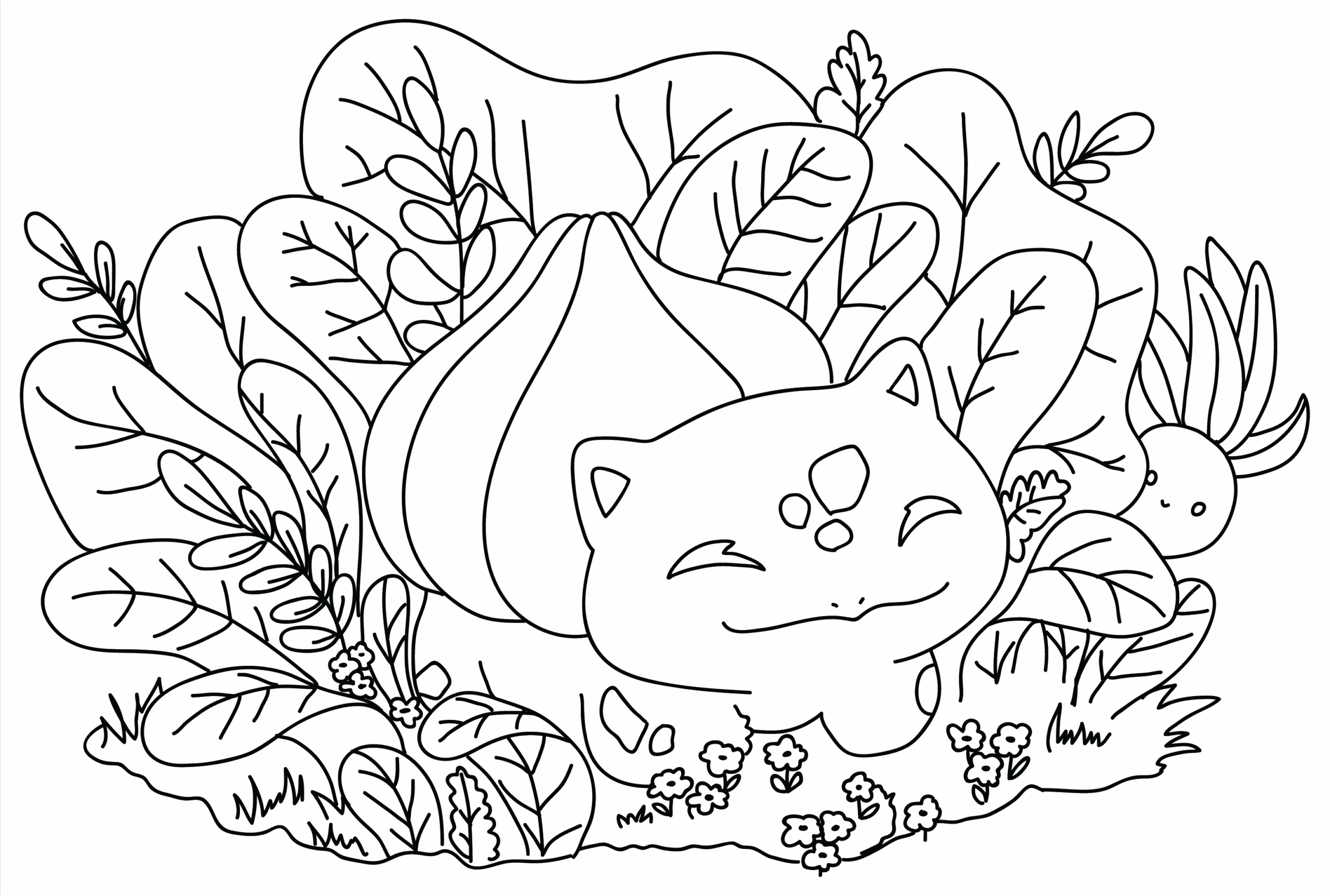 Bulbasaur Pokemon -kuvat Värityskuva