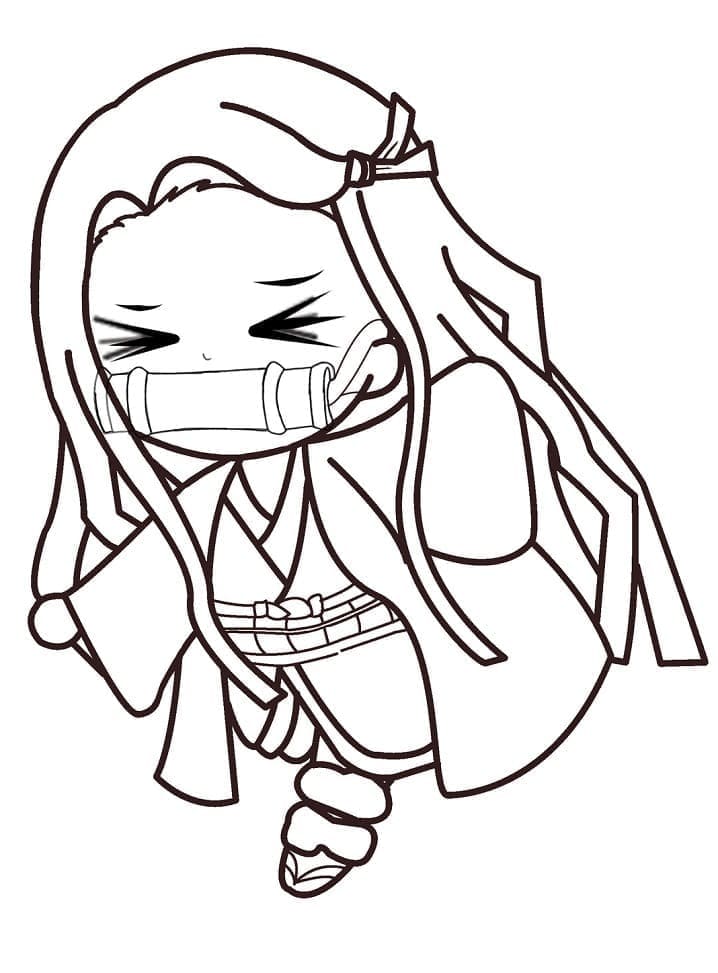 Chibi Nezuko Satuttaa Värityskuva