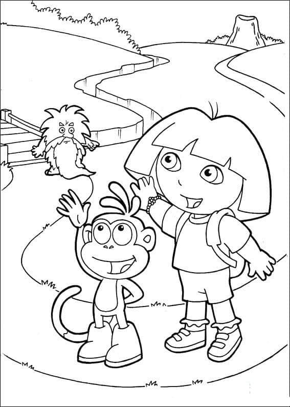 Dora, Boots ja Grumpy vanha Troll Värityskuva