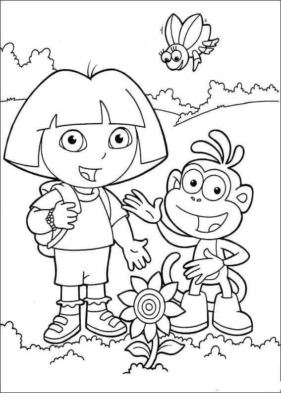 Dora ja Boots apina Värityskuva