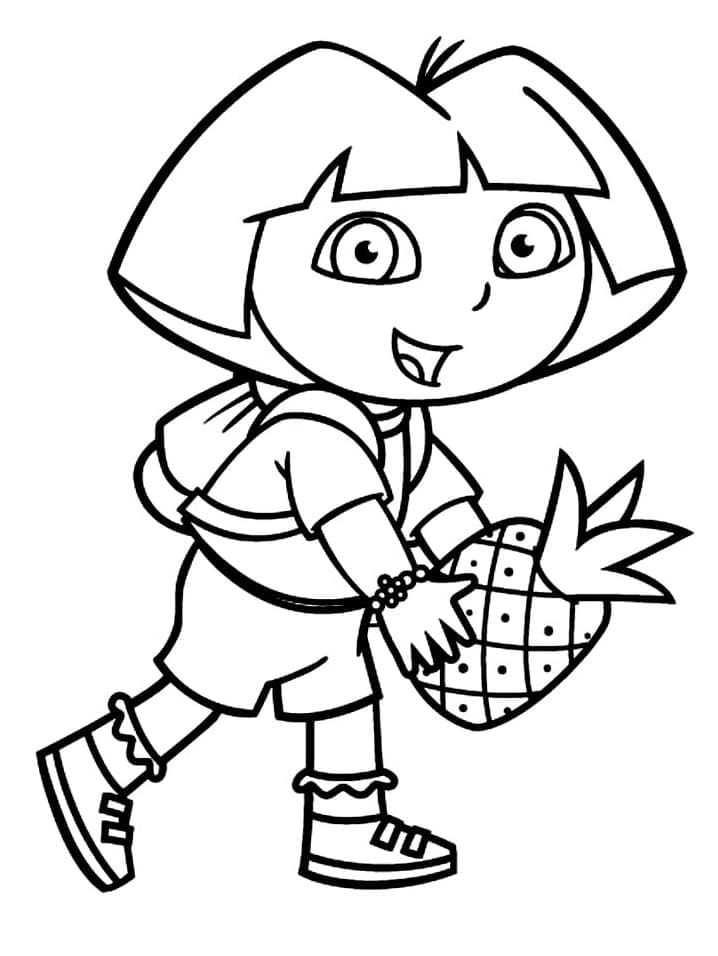 Dora ja ananas Värityskuva