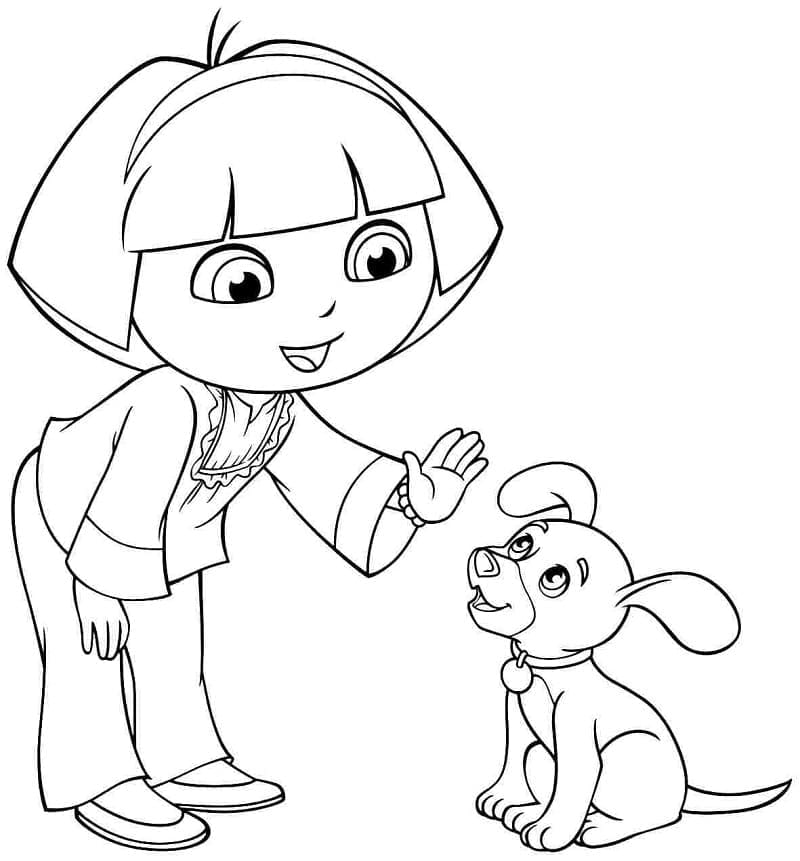 Dora ja pentu Värityskuva
