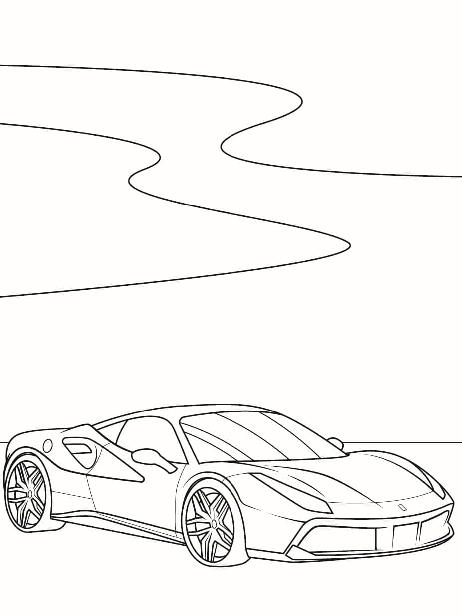 Ferrari tiellä Värityskuva