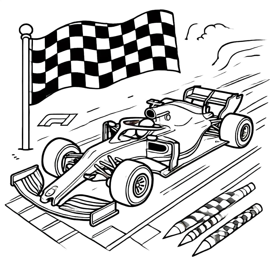 Formula 1 voittaja Värityskuva