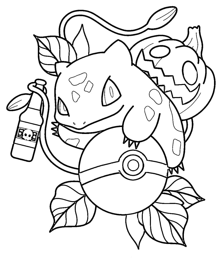 Halloween Pokemon Bulbasaur Värityskuva
