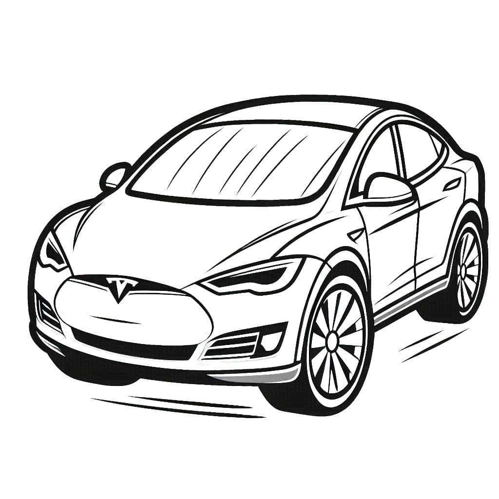 Hyvin yksinkertainen Tesla Värityskuva