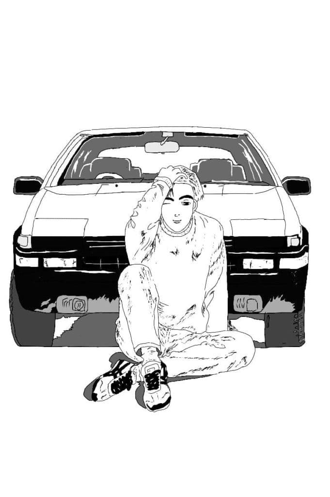 Junge und Toyota Auto Värityskuva
