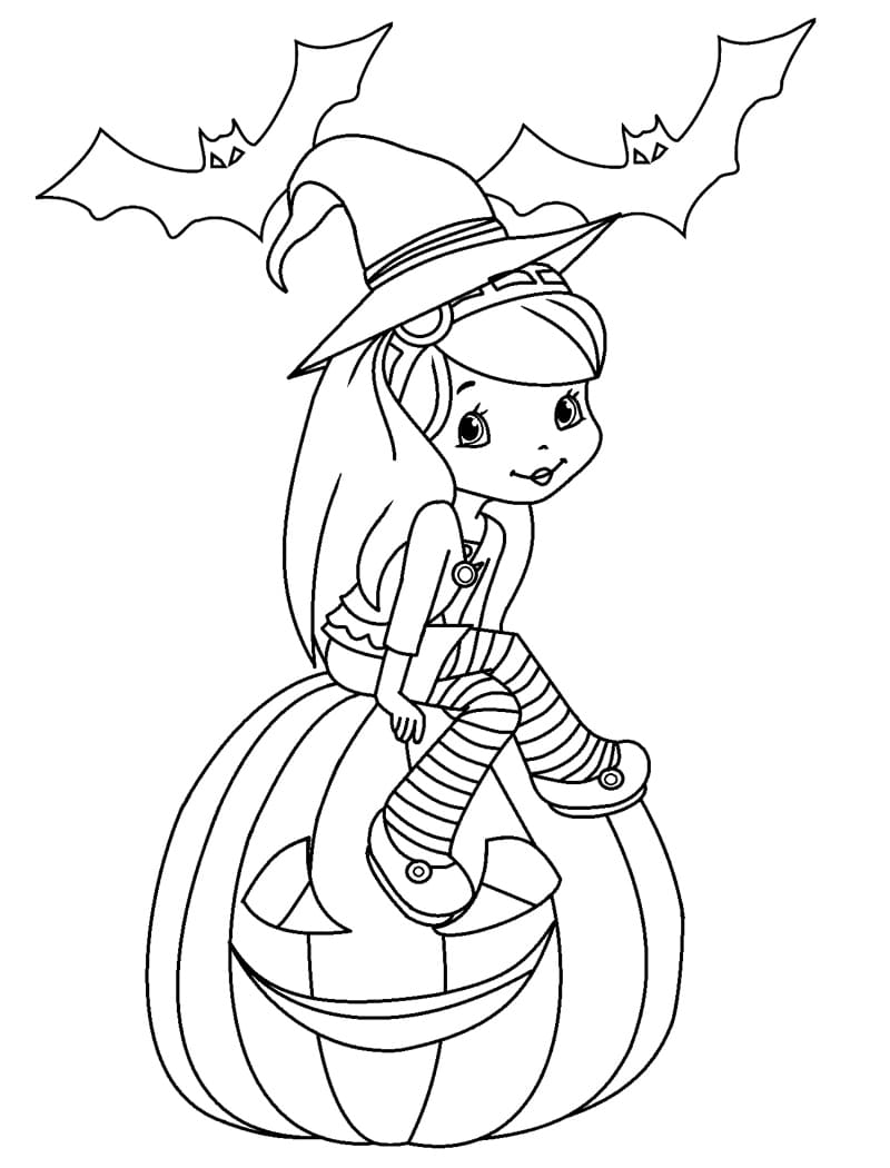 Mansikkakakku Halloweenina Värityskuva
