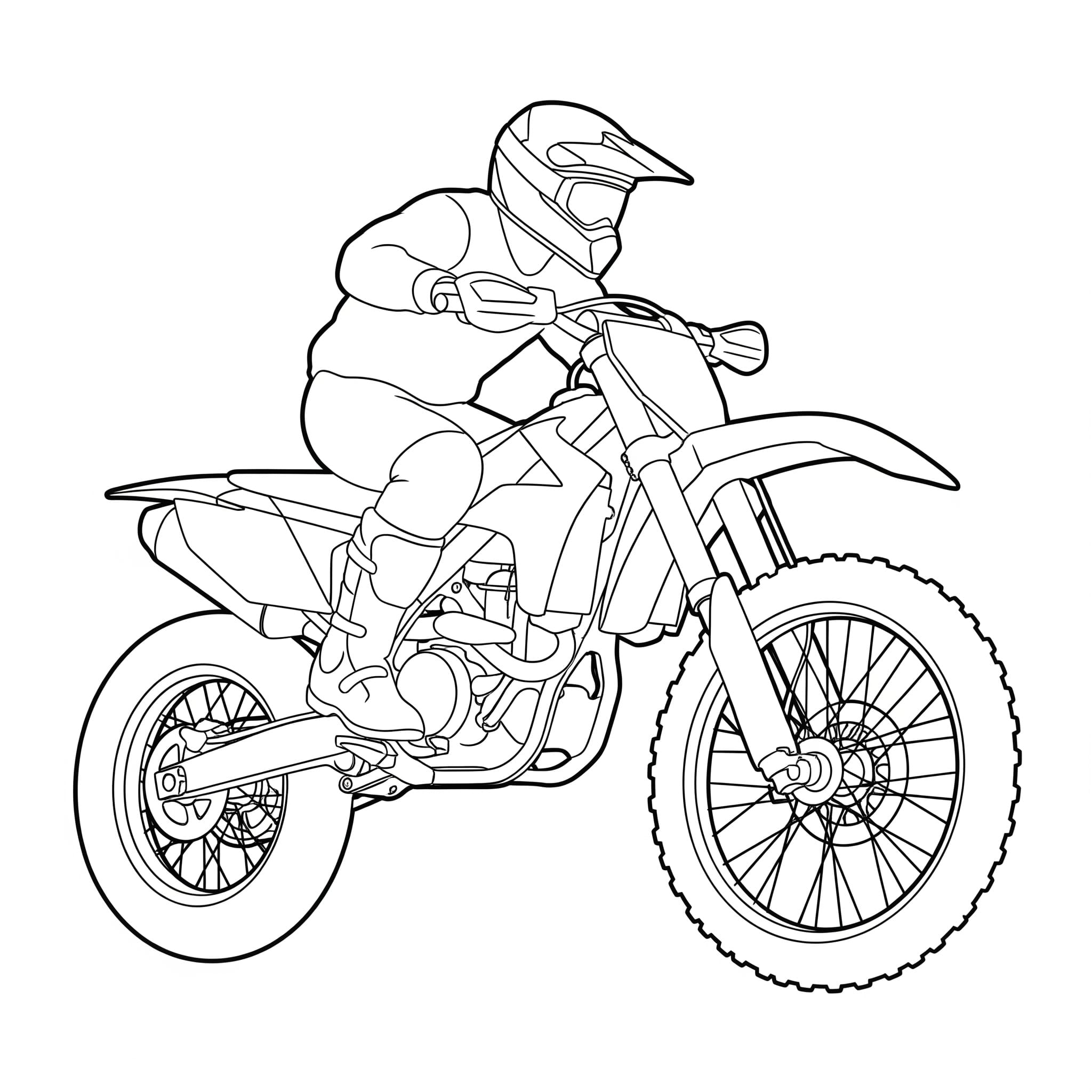 Motocross helppo piirtää lapsia Värityskuva