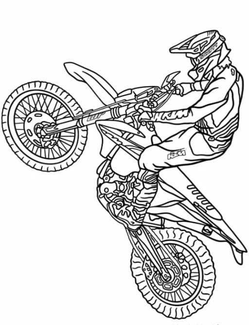 Motocross-kuljettaja KTMssä Värityskuva