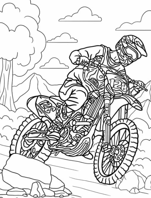 Motocross tulostettava Värityskuva