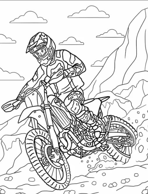 Motocross vuorella Värityskuva