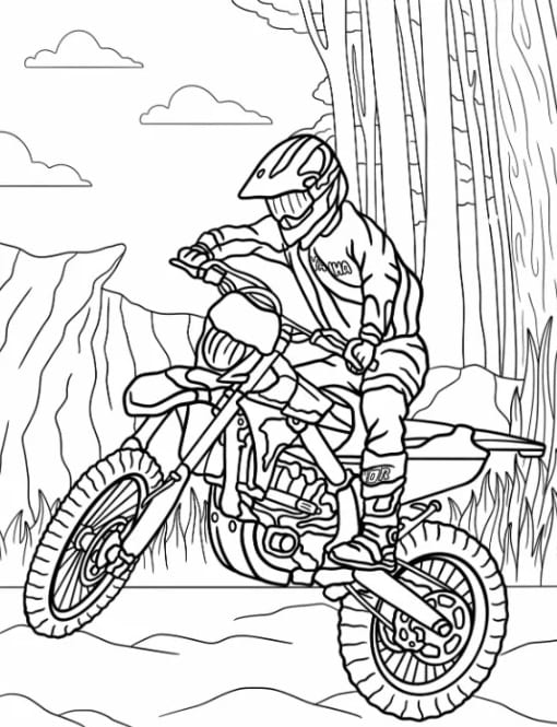 Motocrossin ajaja Värityskuva