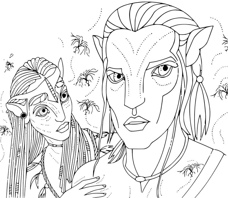 Neytiri ja Jake Sully Avatarista Värityskuva