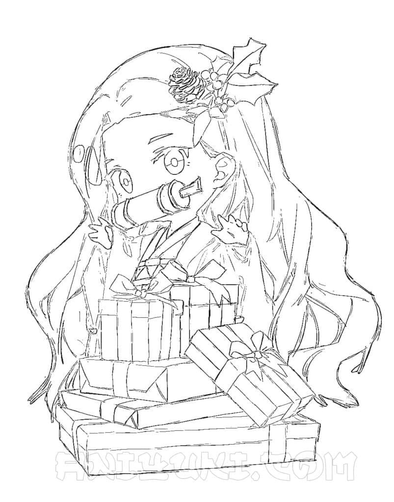 Nezuko Sketch Värityskuva