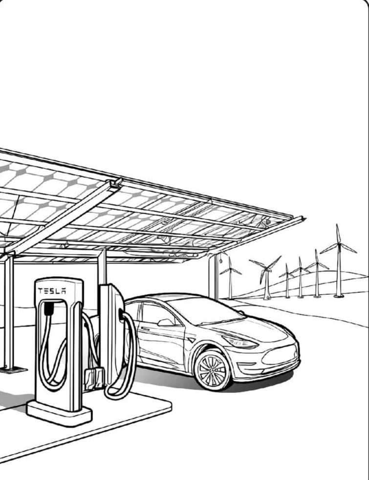 Sähköinen kuorma-autokuljetus lapsille Tesla Värityskuva