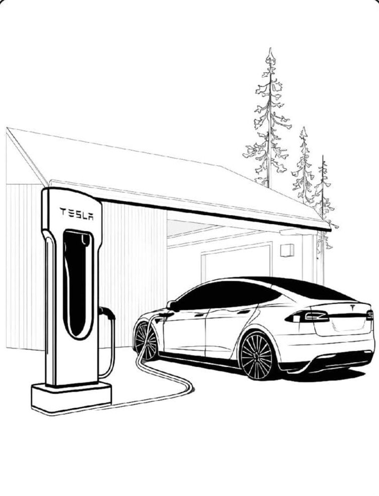 Suuri kuorma-auto Tesla Värityskuva