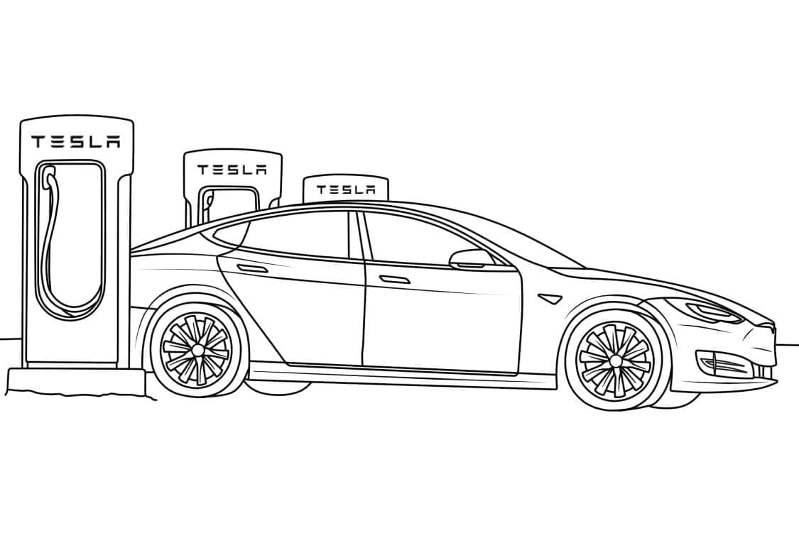 Tesla-autot Värityskuva