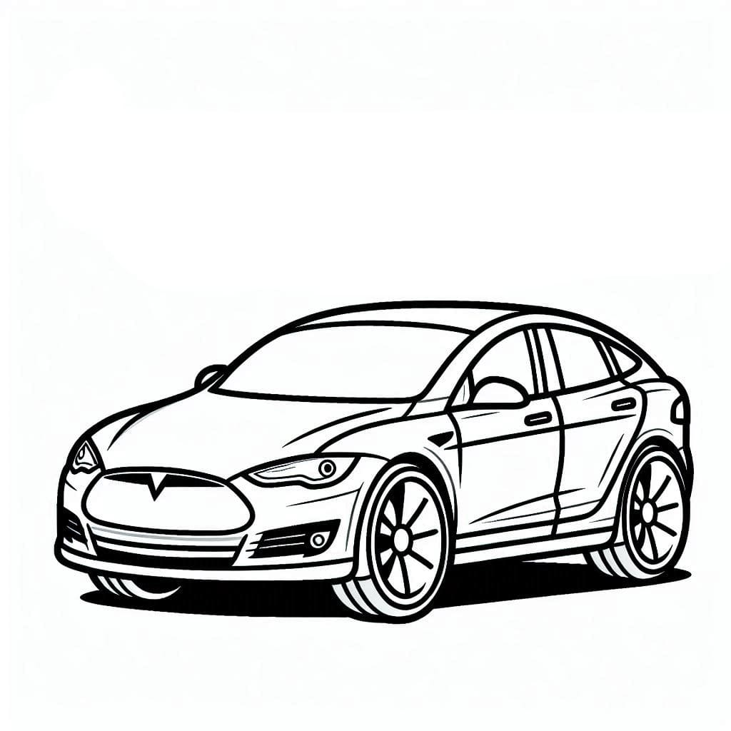 Tesla tiellä Värityskuva