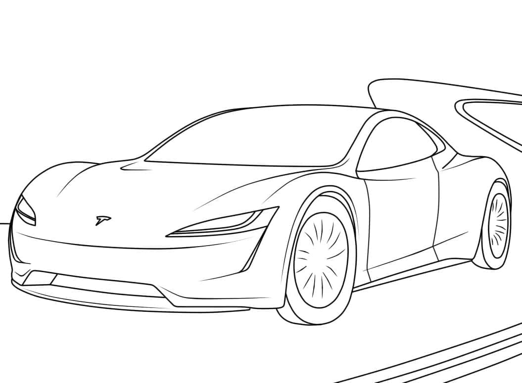 Tesla-urheiluauto Värityskuva