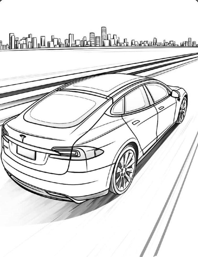 Tulevaisuuden robotti Tesla Värityskuva