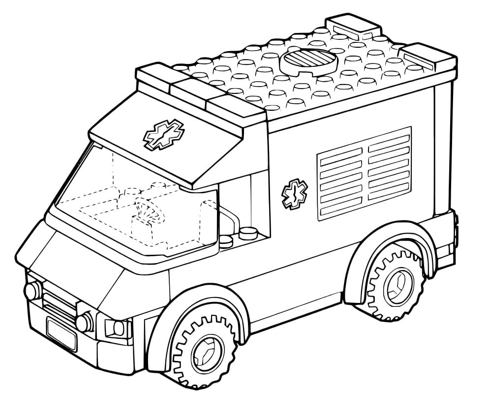 Ambulanssi Lego Värityskuva