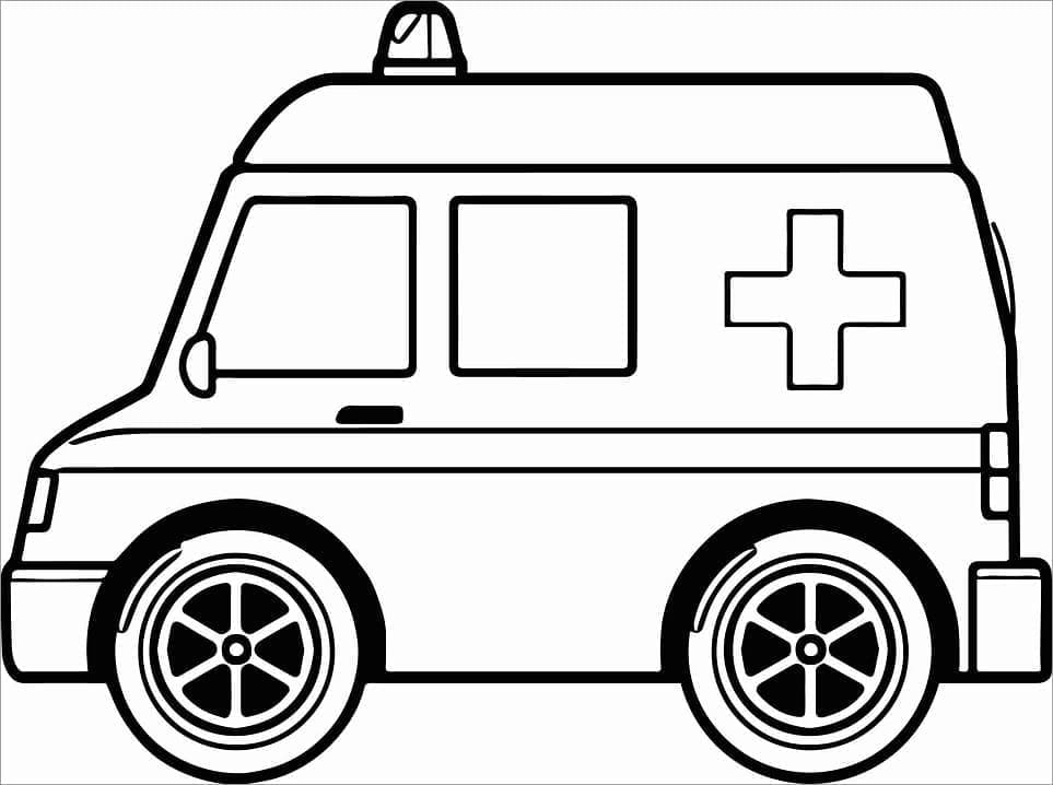 Ambulanssi ilmaiseksi lapsille Värityskuva