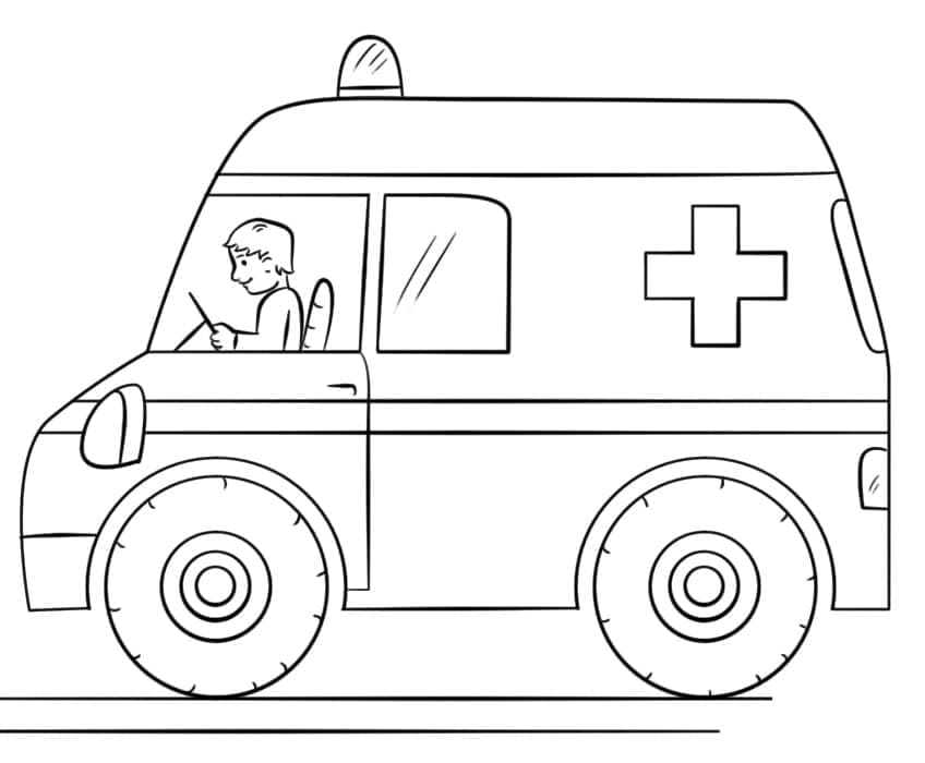 Ambulanssiauto Värityskuva