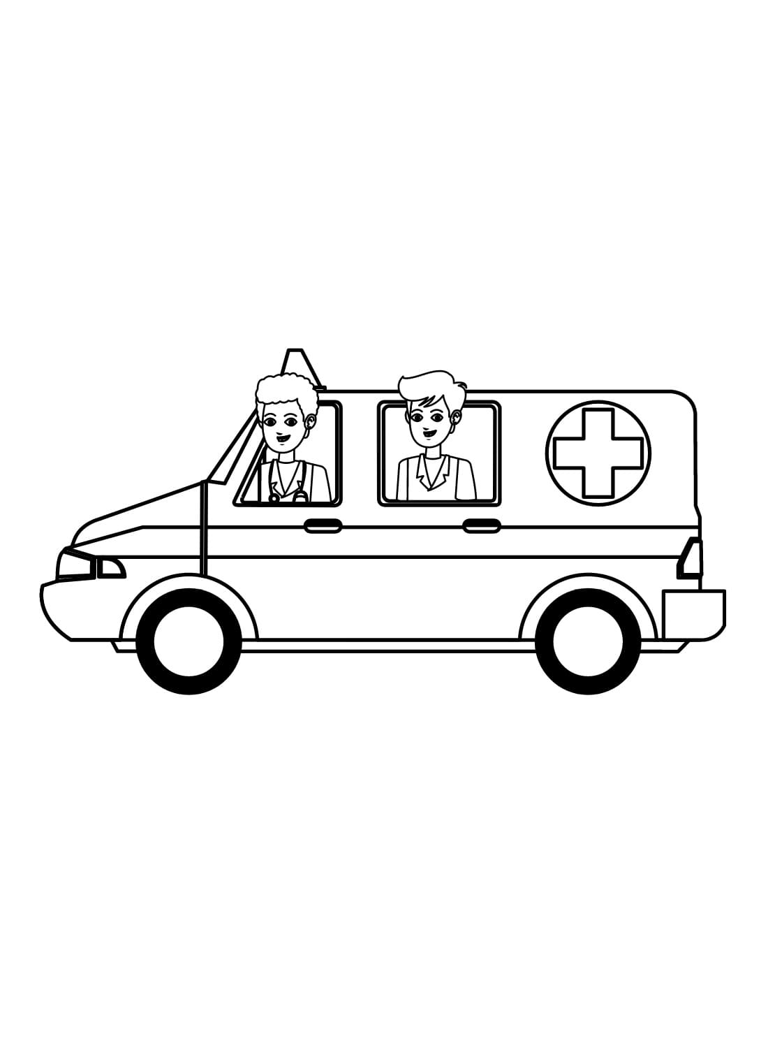 Ambulanssin ensihoitajat Värityskuva