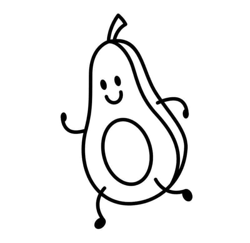 Avokado juoksee Värityskuva
