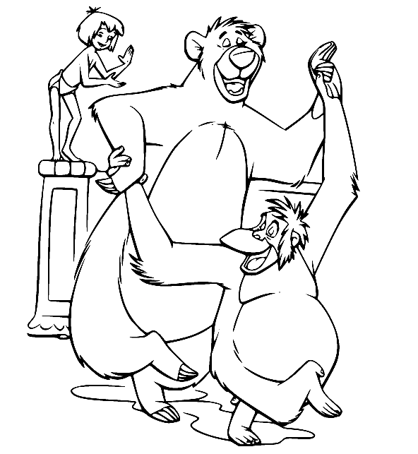 Baloo ja Louie tanssivat Värityskuva