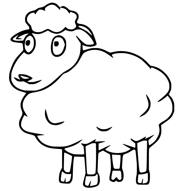 Hauska yksinkertainen lammas Värityskuva
