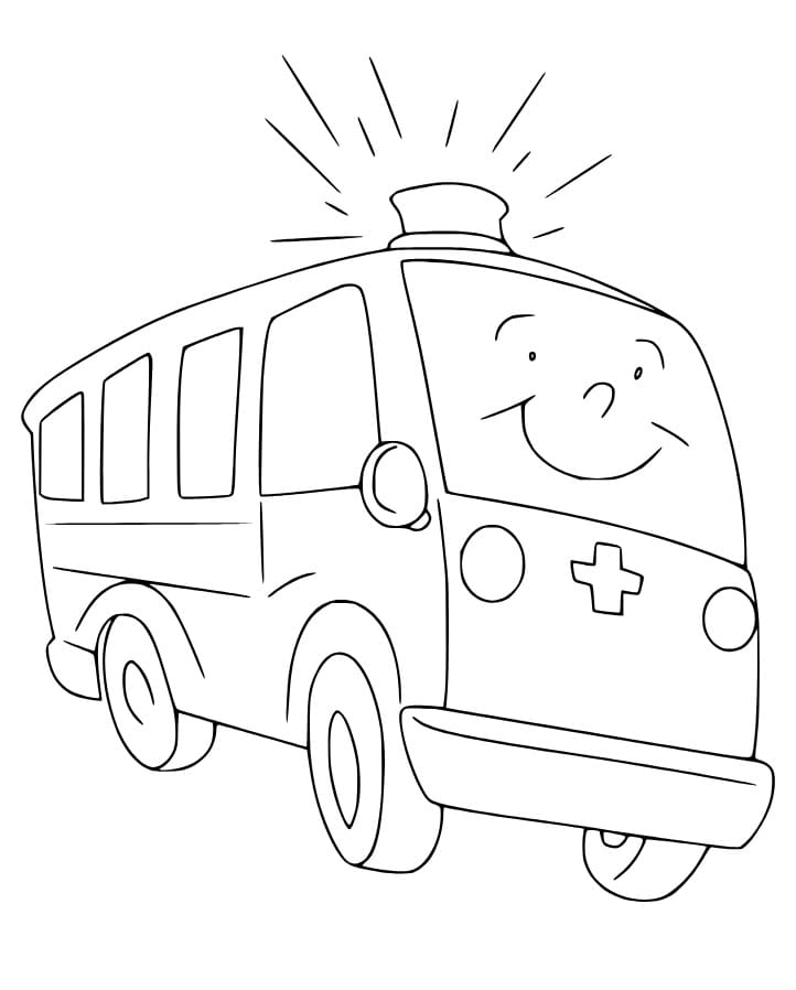 Hymyilevä ambulanssi Värityskuva