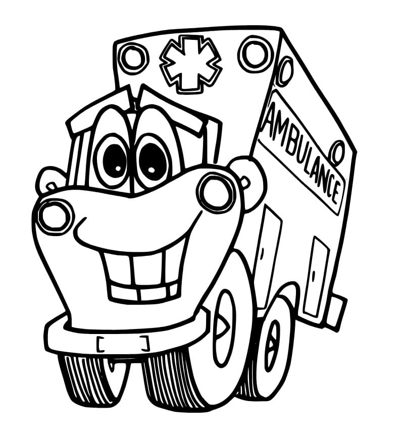 Iloinen ambulanssi Värityskuva