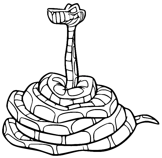 Kaa Viidakkokirjasta Värityskuva