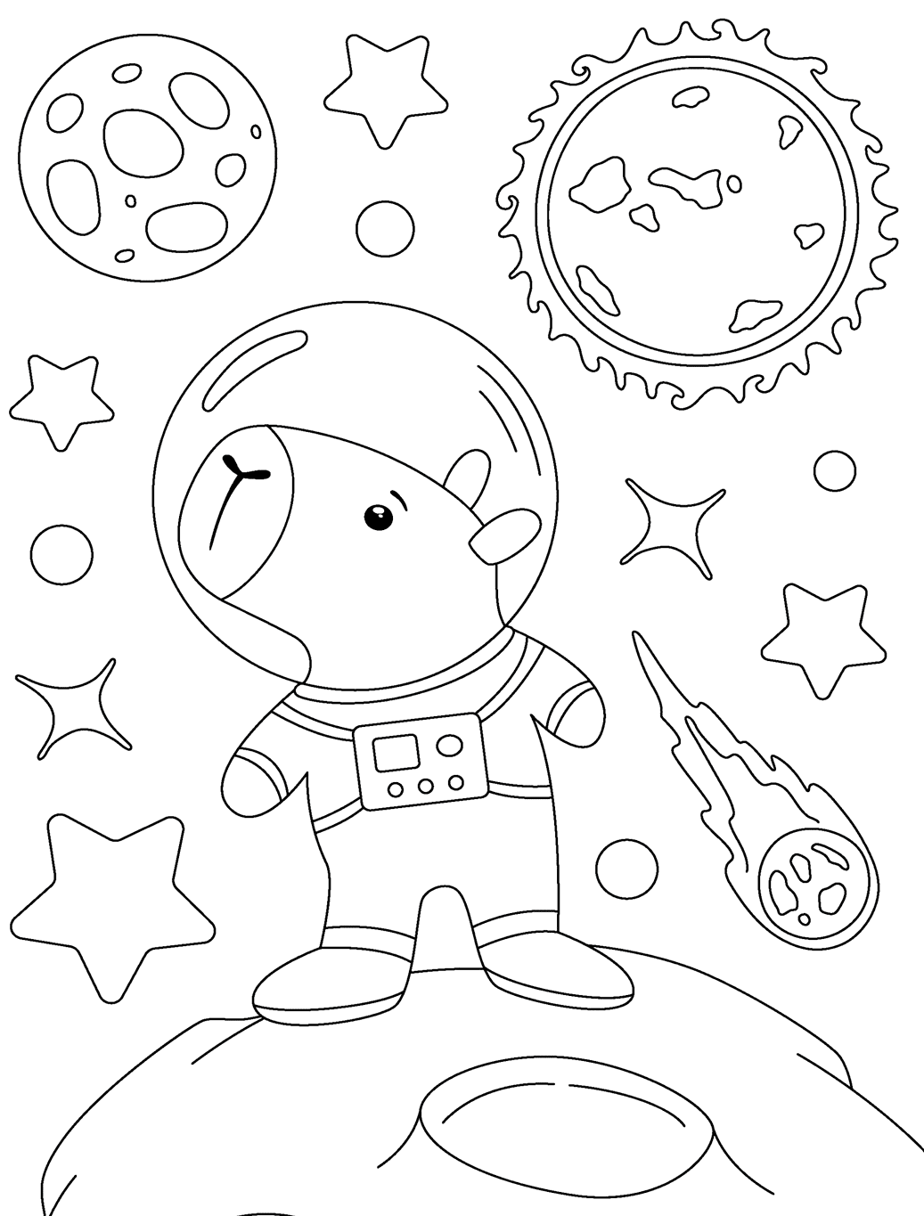 Kapybara-astronautti Värityskuva