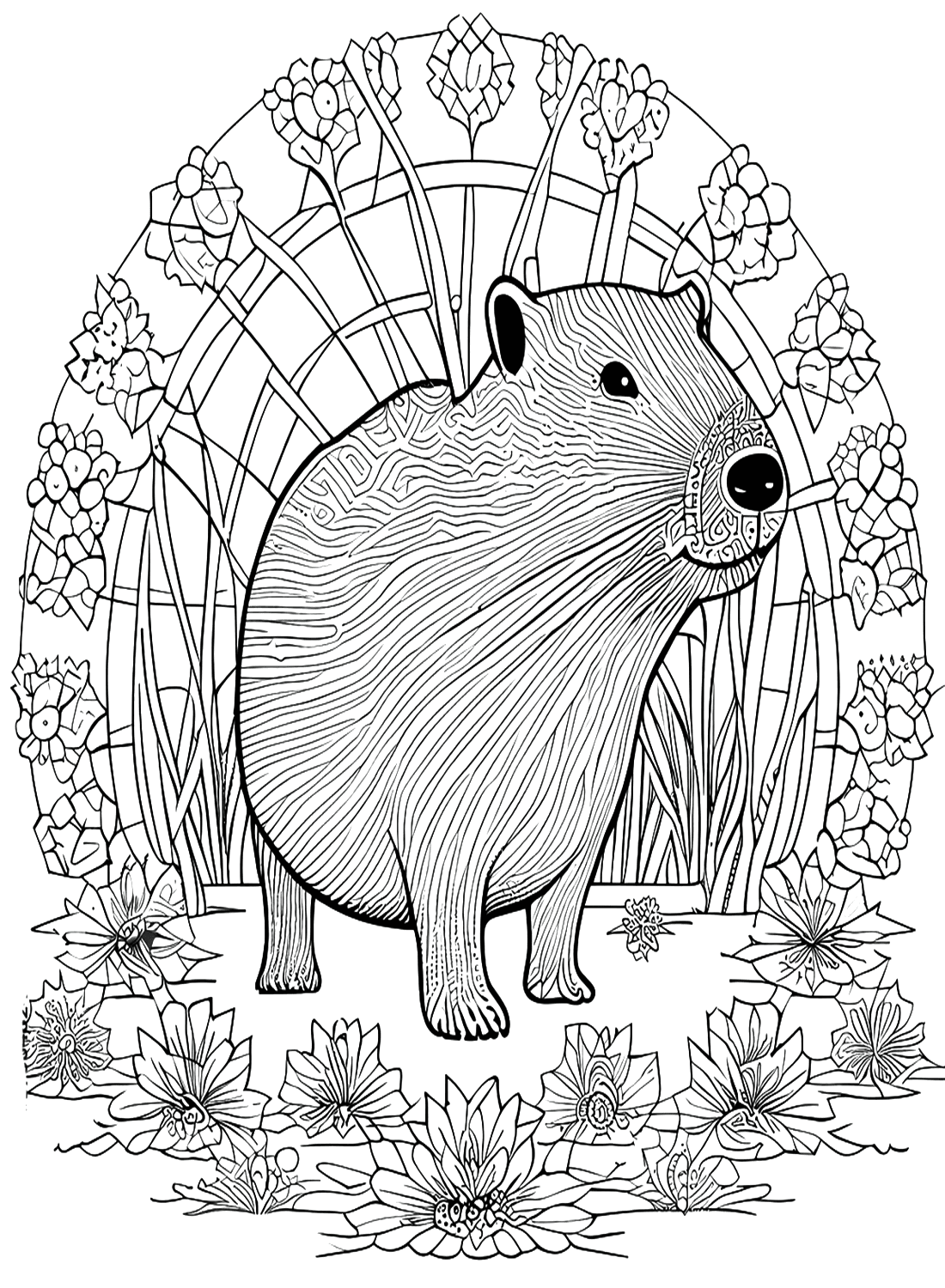 Kapybara zentangle-tyyliin Värityskuva