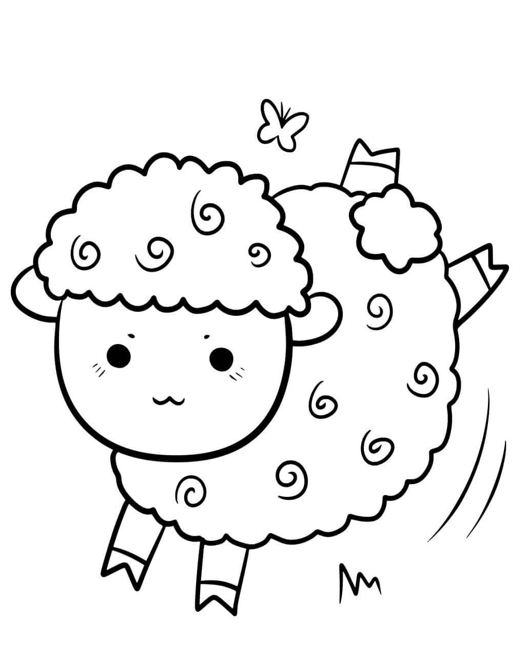 Lammas-sarjakuva Kawaii Värityskuva