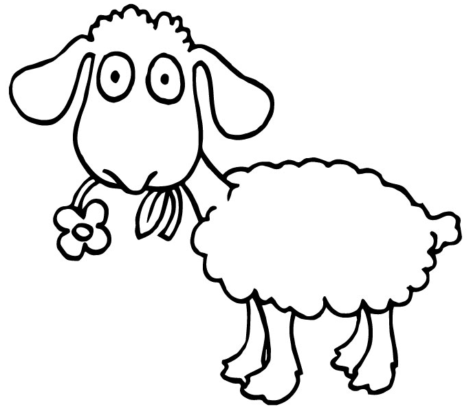 Lammas syö kukkaa Värityskuva