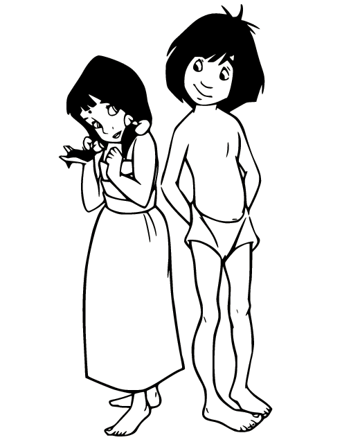 Mowgli ja Shanti Värityskuva