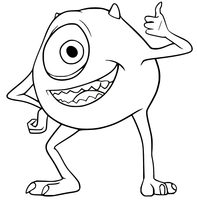 Onnellinen Mike Wazowski Värityskuva