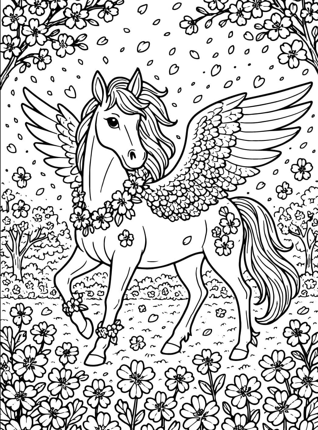 Pegasuksen ääriviivat Värityskuva