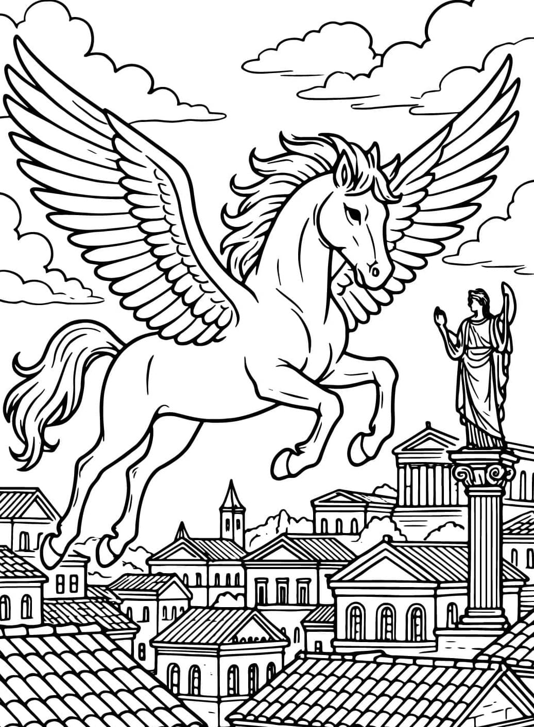 Pegasuksen siivet auki Värityskuva