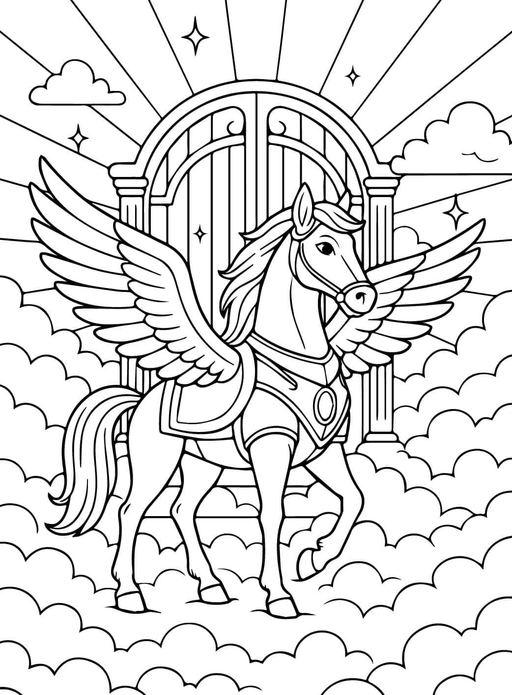 Pegasus lapsille Värityskuva
