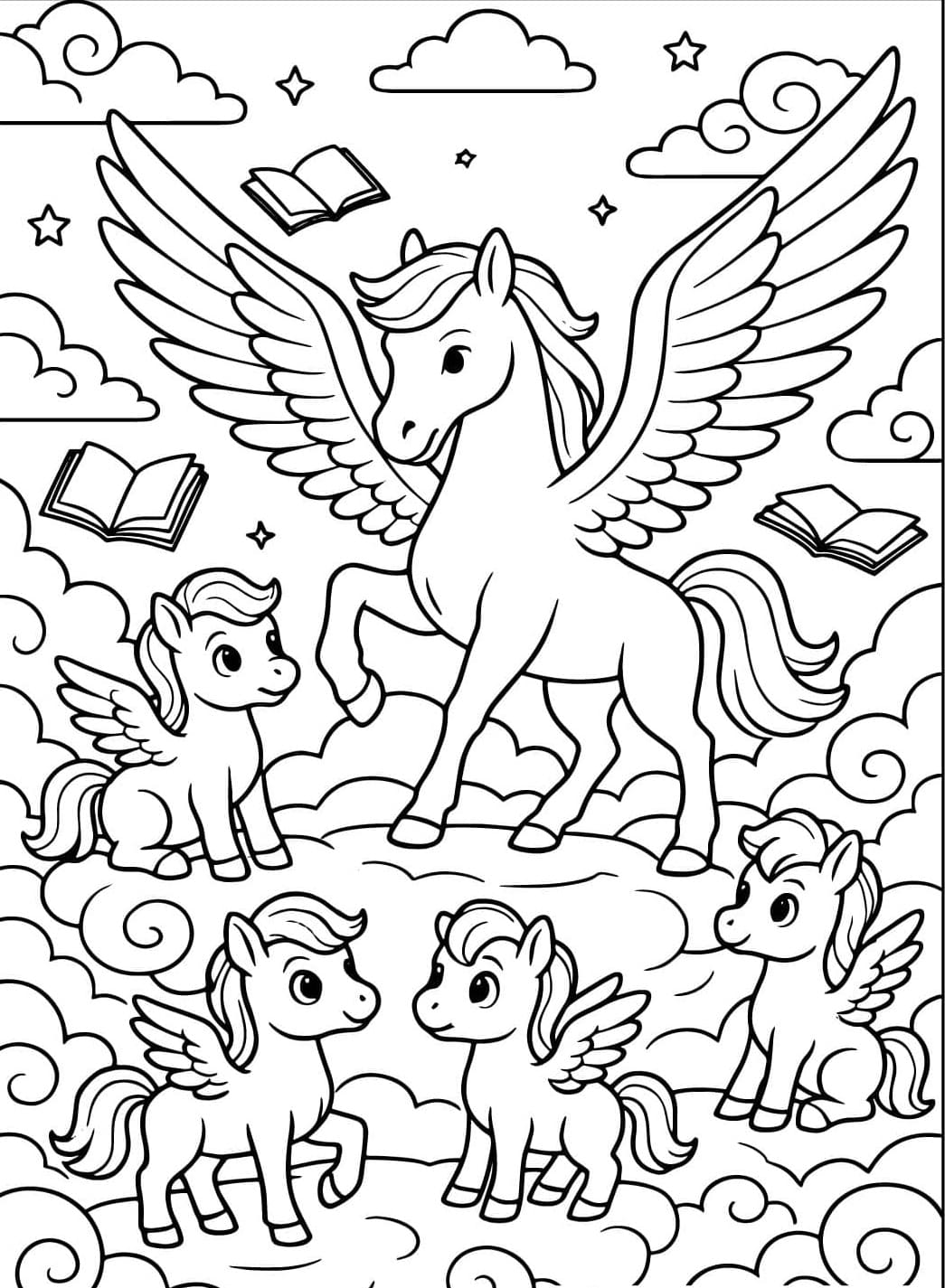 Pegasus pilvikohtaus Värityskuva