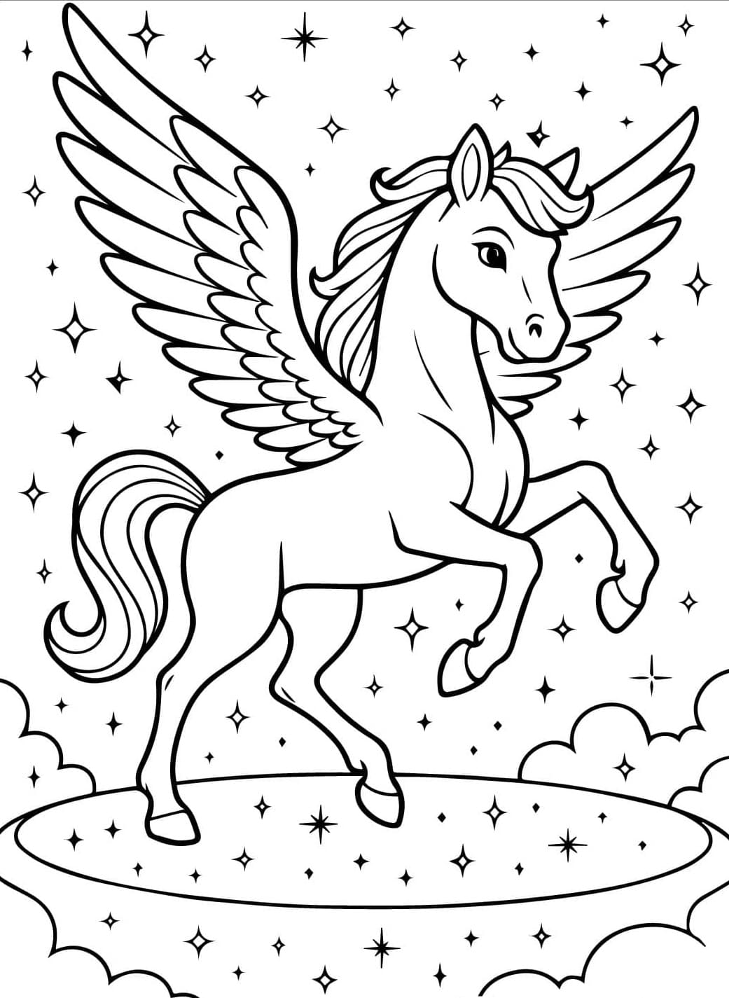 Pegasus tähtien kanssa Värityskuva
