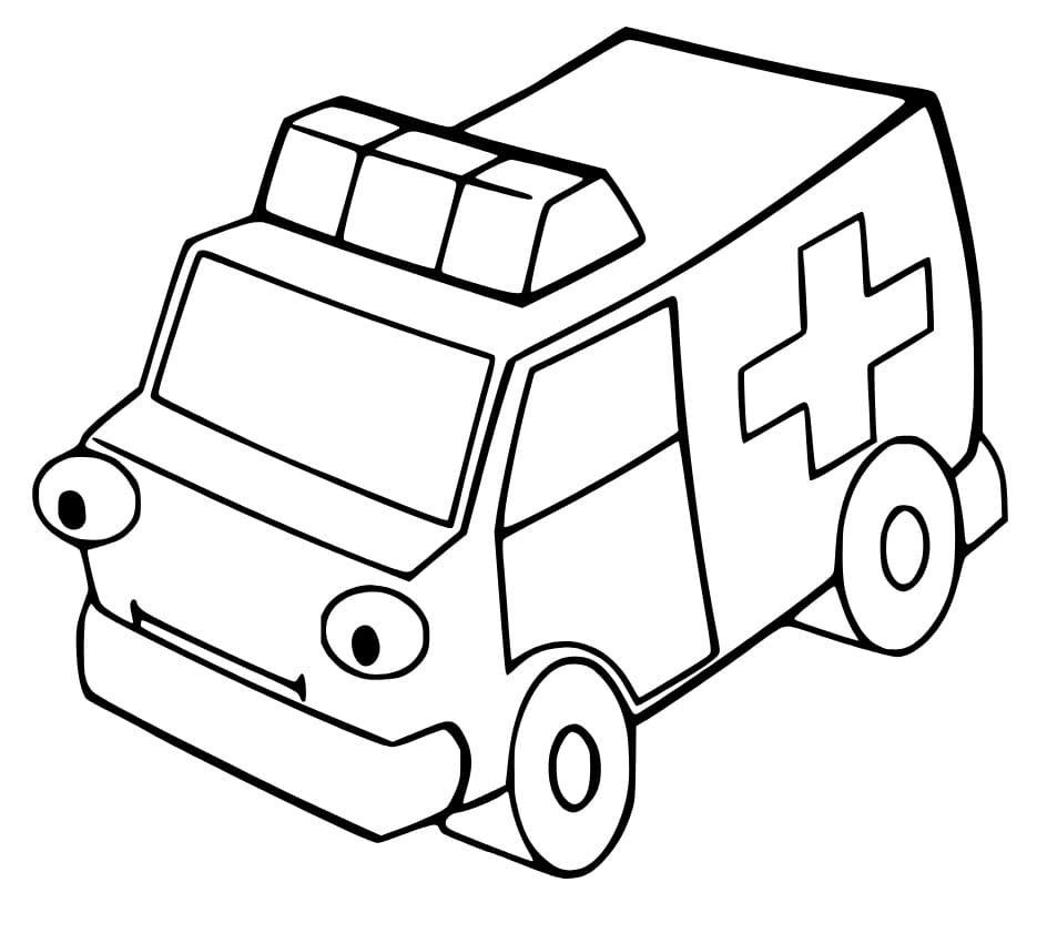 Sarjakuva Ambulanssi ilmainen Värityskuva