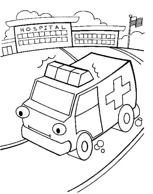 Sarjakuva-ambulanssi Värityskuva
