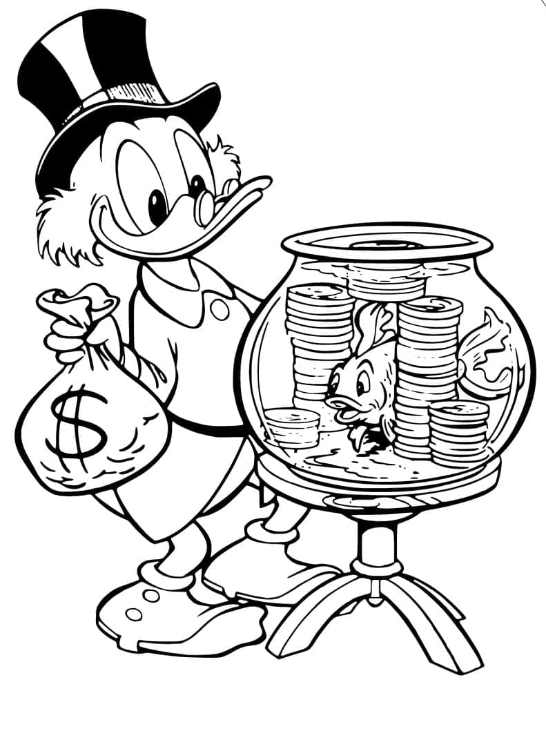 Scrooge McDankka ja kultakala Värityskuva